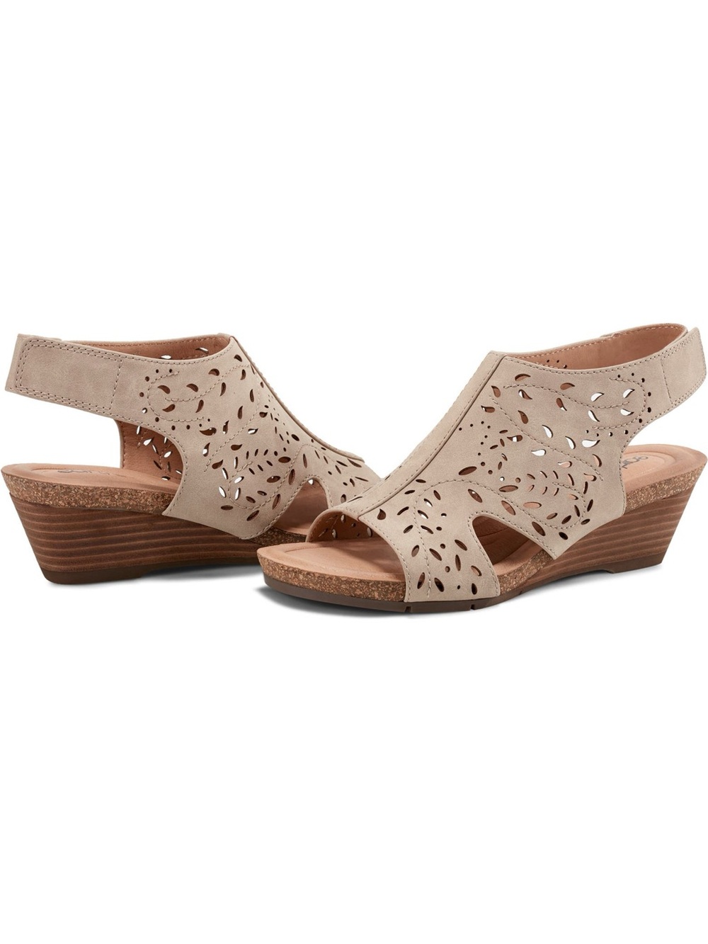 ♥️Earth Women's Halin Cutout Slingback Wedge Sandals - Light Natural/Light Sand